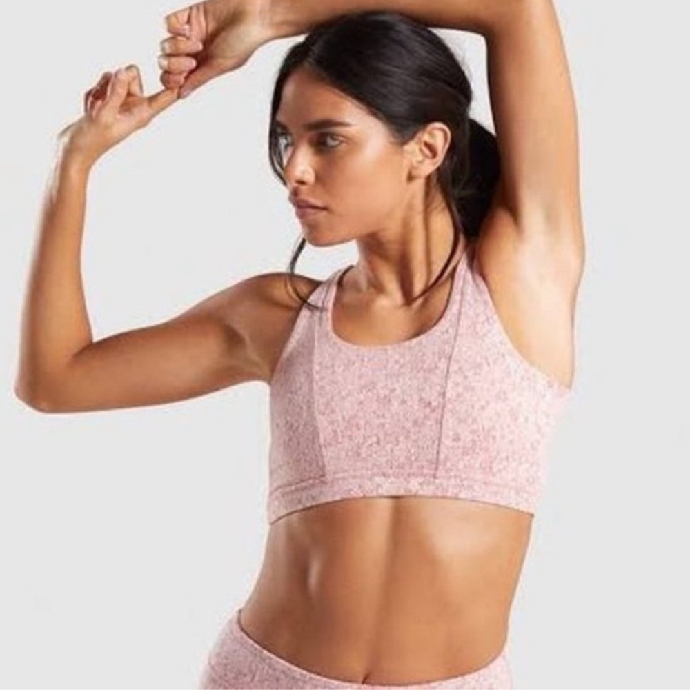 Gymshark Fleur Texture Moroccan Brick Marled Athletic Sports Bra Size M/L EUC